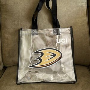 Tote bag clear-Anaheim Ducks Hockey team logo with UCI logo-NWOT